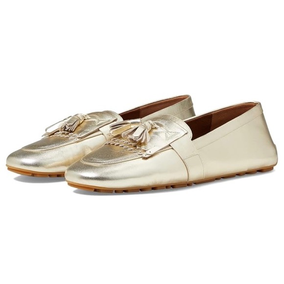 Aquatalia Women's Quinna Metallic Kiltie Tassel Loafers Gold Size 9.5 Designer - Picture 1 of 11